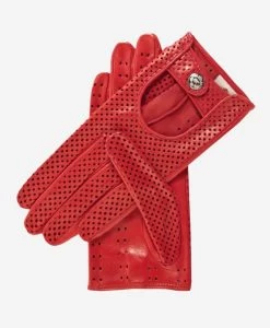 CD4466 (red) - Women's Ventilated Leather Driving Gloves