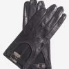 CD4814 (black) - Women's Italian Leather Driving Gloves With Buckled Strap