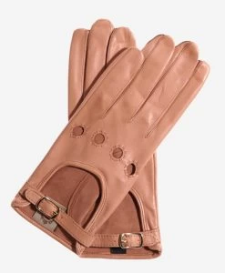 CD4814 (peach) - Women's Italian Leather Driving Gloves With Buckled Strap
