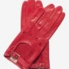 CD4814 (red) - Women's Italian Leather Driving Gloves With Buckled Strap