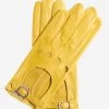 CD4814 (yellow) - Women's Italian Leather Driving Gloves With Buckled Strap