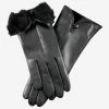 CR4302 (black) - Women's Italian Rabbit Fur Gloves With Button