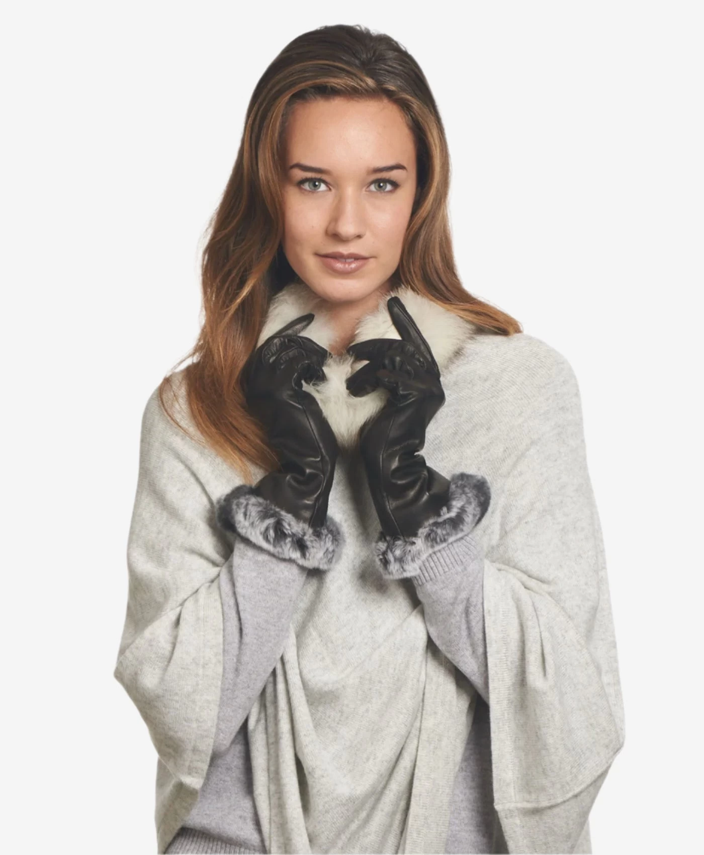 CR4405 (black) - Women's Italian Rex Rabbit Fur Cuff Winter Leather Gloves 2 CR4405 (black) - Women's Italian Rex Rabbit Fur Cuff Winter Leather Gloves - Image 2