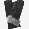 CR4606 (black) - Women's Italian Natural Rabbit Fur Gloves 3-Button Length