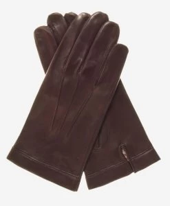 CS3550 (brown) - Men's Italian Silk Lined Lambskin Leather Gloves