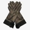 CS4033 (black) - Women's Italian Silk Lined Lambskin Leather Gloves With Mink Pompom