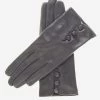 CS4070 (charcoal) - Women's Italian Silk Lined Lambskin Leather Gloves With Buttons
