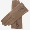 CS4070 (taupe) - Women's Italian Silk Lined Lambskin Leather Gloves With Buttons