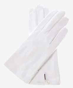 CS4101 (white) - Italian Silk Lined White Leather Wedding Gloves