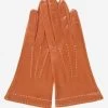 CS4204 (medium Brown) - Women's Italian Silk Lined Leather Gloves With Contrast Decorative Stitching