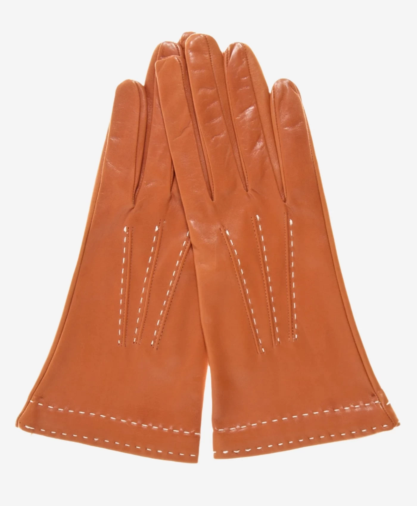 CS4204 (medium Brown) - Women's Italian Silk Lined Leather Gloves With Contrast Decorative Stitching 1 CS4204 (medium Brown) - Women's Italian Silk Lined Leather Gloves With Contrast Decorative Stitching