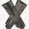 CS4255 (black) - Italian Silk Lined Gloves With 4-Button Length