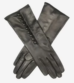 CS4255 (black) - Italian Silk Lined Gloves With 4-Button Length