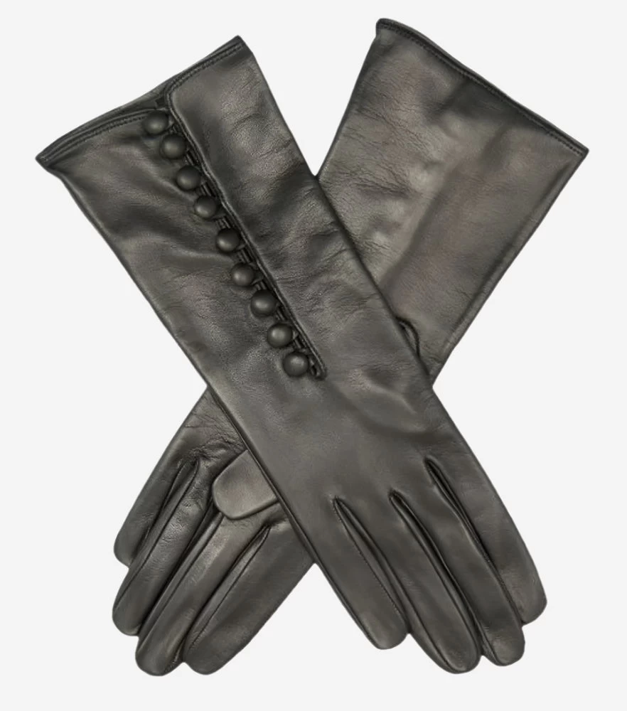 CS4255 (black) - Italian Silk Lined Gloves With 4-Button Length 1 CS4255 (black) - Italian Silk Lined Gloves With 4-Button Length