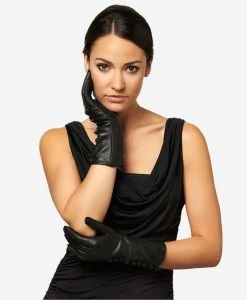 CS4255 (black) - Italian Silk Lined Gloves With 4-Button Length 10 CS4255 (black) - Italian Silk Lined Gloves With 4-Button Length -Fratelli Orsini Shop cs4255blk v1 l