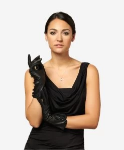 CS4255 (black) - Italian Silk Lined Gloves With 4-Button Length 12 CS4255 (black) - Italian Silk Lined Gloves With 4-Button Length -Fratelli Orsini Shop cs4255blk v2 l
