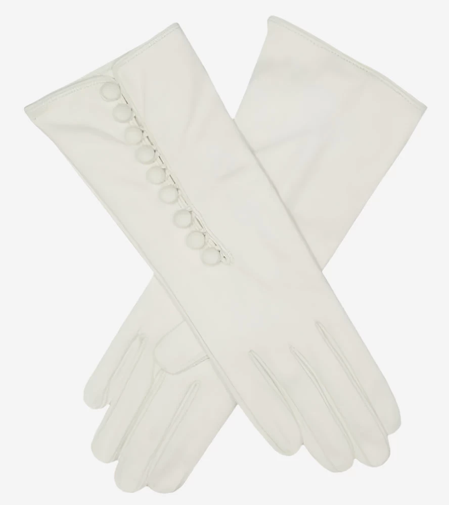 CS4255 (white) - Italian Silk Lined Gloves With 4-Button Length 2 CS4255 (white) - Italian Silk Lined Gloves With 4-Button Length - Image 2