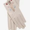 CS4312 (cream) - Women's Italian Silk Lined Gloves With Buttons