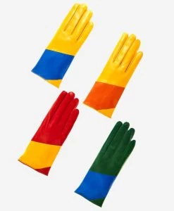 CS4416 (red/yellow) - Women's Italian Color Block Silk Lined Leather Gloves 10 CS4416 (red/yellow) - Women's Italian Color Block Silk Lined Leather Gloves -Fratelli Orsini Shop cs4416 l