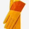 CS4416 (yellow/tang) - Women's Italian Color Block Silk Lined Leather Gloves