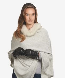 CS4461 (black) - Women's Italian Silk Lined Leather Gloves With Swarovski Crystal Trim -Fratelli Orsini Shop cs4461 a l