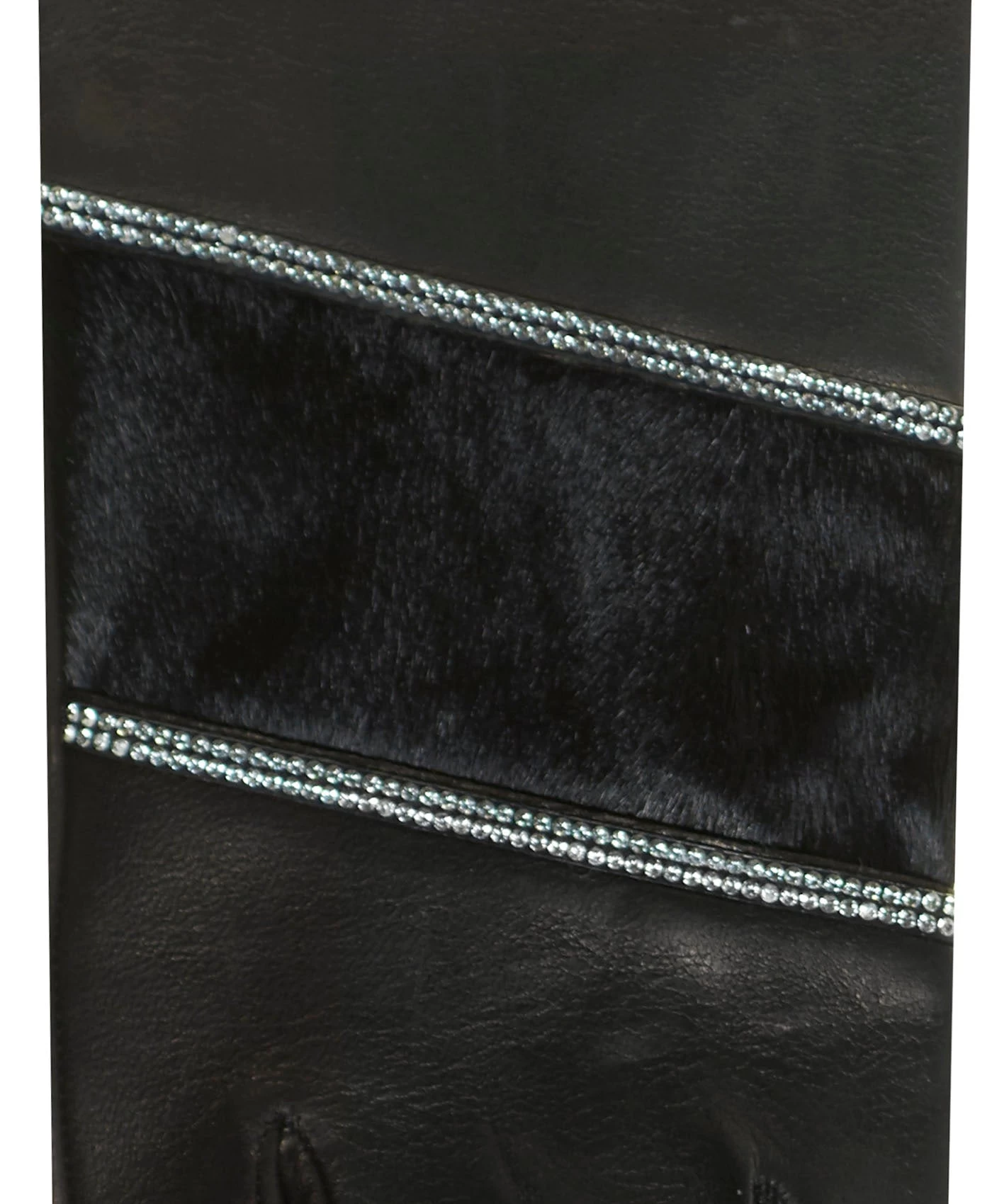 CS4628 (black) - Women's Italian Leather Gloves With Italian Silk Lining And Swarovski Crystal Trim 3 CS4628 (black) - Women's Italian Leather Gloves With Italian Silk Lining And Swarovski Crystal Trim - Image 3
