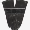 CS4628 (black) - Women's Italian Leather Gloves With Italian Silk Lining And Swarovski Crystal Trim