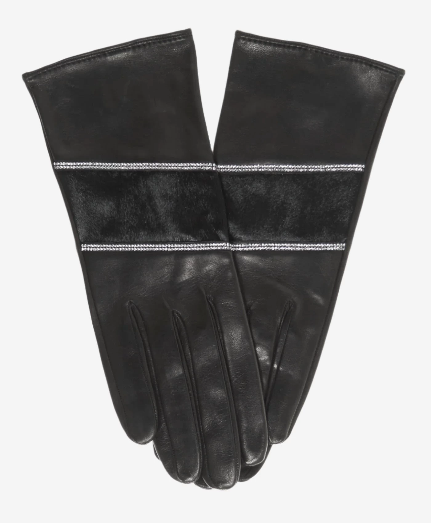 CS4628 (black) - Women's Italian Leather Gloves With Italian Silk Lining And Swarovski Crystal Trim 1 CS4628 (black) - Women's Italian Leather Gloves With Italian Silk Lining And Swarovski Crystal Trim