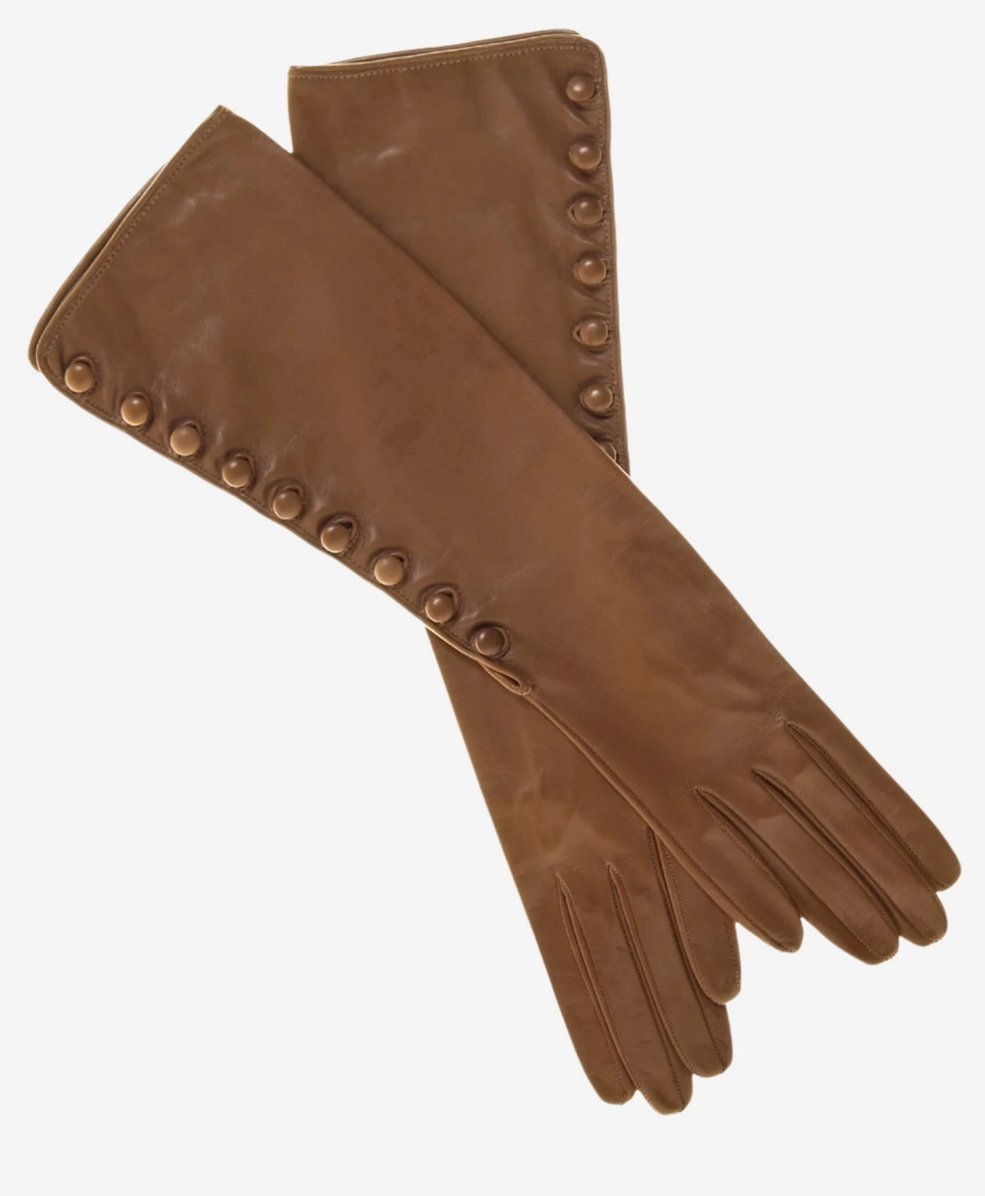 CS4820W8 (camel) - Elbow Length Silk Lined Lambskin Leather Gloves With Buttons 1 CS4820W8 (camel) - Elbow Length Silk Lined Lambskin Leather Gloves With Buttons