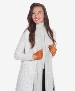 CU4629 (cognac) - Women's Unlined Italian Fashion Leather Gloves With Short Wrist -Fratelli Orsini Shop cu4629cognac 2 l