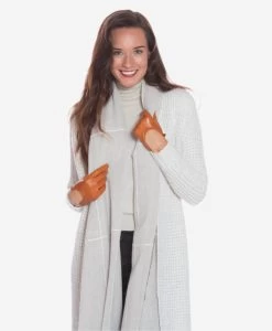 CU4629 (cognac) - Women's Unlined Italian Fashion Leather Gloves With Short Wrist -Fratelli Orsini Shop cu4629cognac 3 l