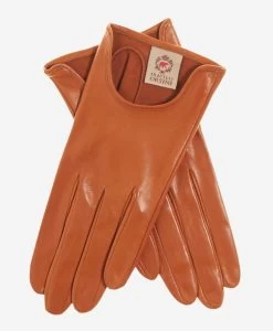 CU4629 (cognac) - Women's Unlined Italian Fashion Leather Gloves With Short Wrist
