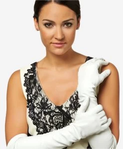 Angelina (ivory) - Italian Silk Lined 12-button Length Leather Bridal / Opera Gloves -Fratelli Orsini Shop cw01w12 v2 l