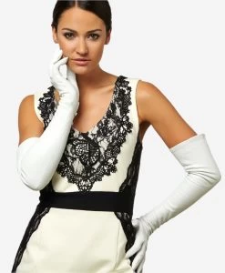 Angelina (ivory) - Italian Silk Lined 16-button Length Leather Bridal / Opera Gloves -Fratelli Orsini Shop cw01w16 v2 l