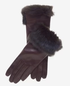 CC4009 (brown) - Women's Italian Rabbit Fur Cuff Winter Leather Gloves