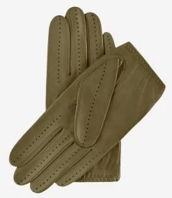 Alessa (olive) - Classic Italian Lambskin Leather Driving Gloves