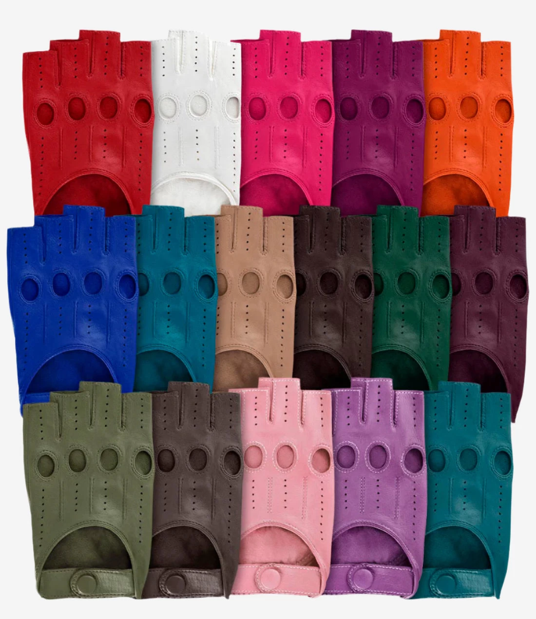 Rossana (hblue) - Italian Fingerless Lambskin Leather Driving Gloves 2 Rossana (hblue) - Italian Fingerless Lambskin Leather Driving Gloves - Image 2