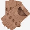 Rossana (beige) - Italian Fingerless Lambskin Leather Driving Gloves