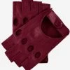 Rossana (berry) - Italian Fingerless Lambskin Leather Driving Gloves