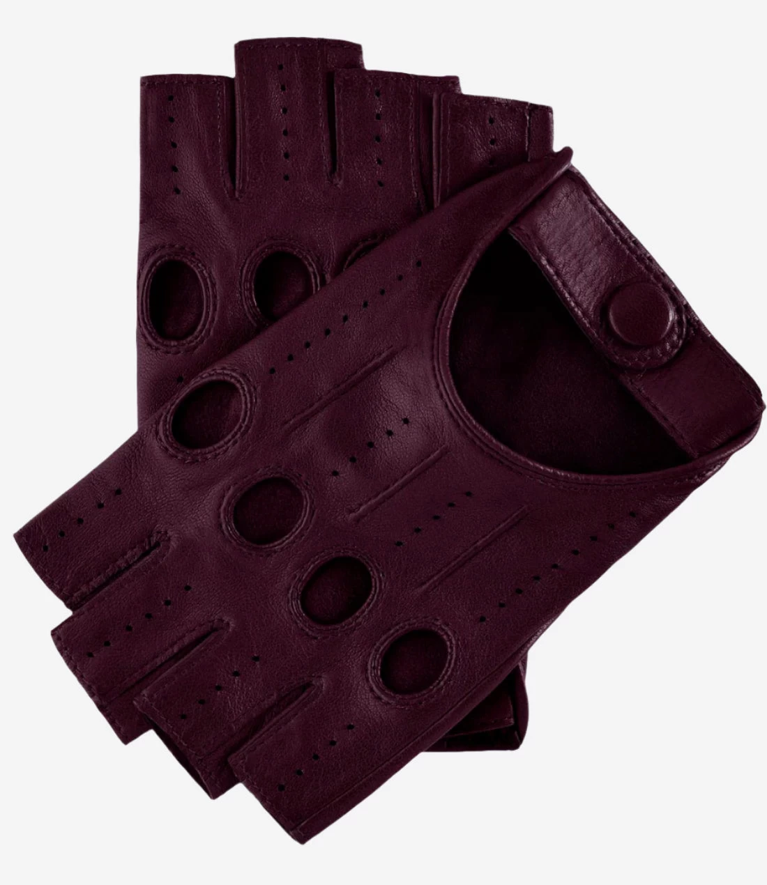 Rossana (eggplant) - Italian Fingerless Lambskin Leather Driving Gloves 1 Rossana (eggplant) - Italian Fingerless Lambskin Leather Driving Gloves