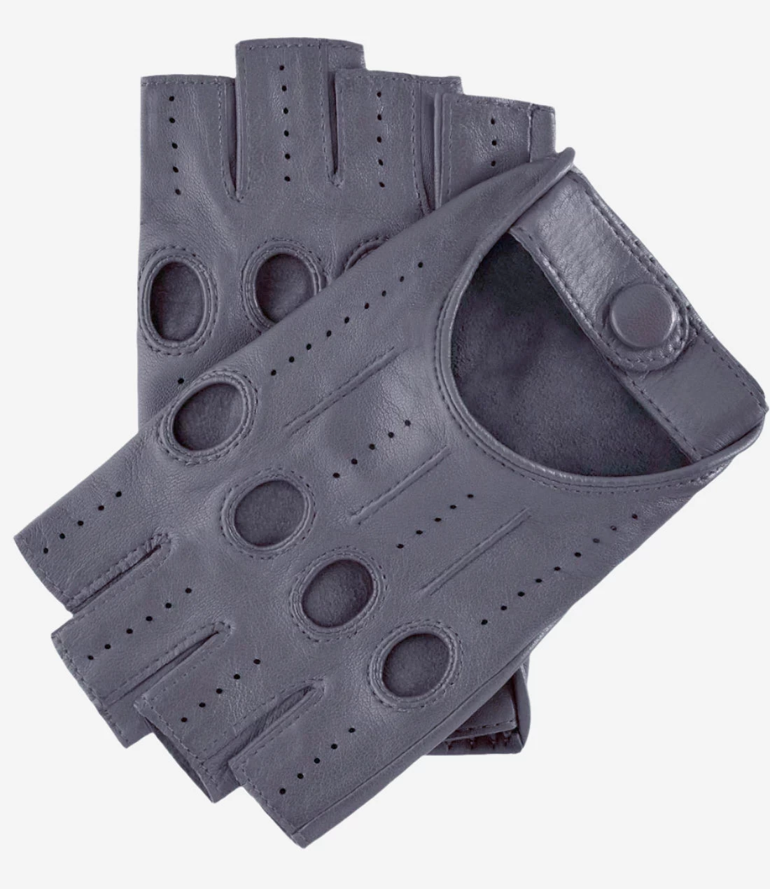 Rossana (grey) - Italian Fingerless Lambskin Leather Driving Gloves 1 Rossana (grey) - Italian Fingerless Lambskin Leather Driving Gloves