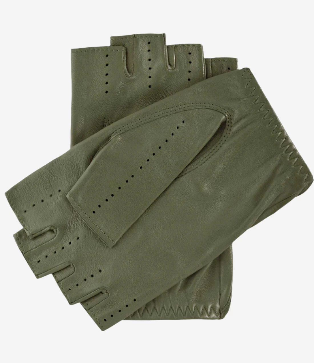 Rossana (olive) - Italian Fingerless Lambskin Leather Driving Gloves 2 Rossana (olive) - Italian Fingerless Lambskin Leather Driving Gloves - Image 2