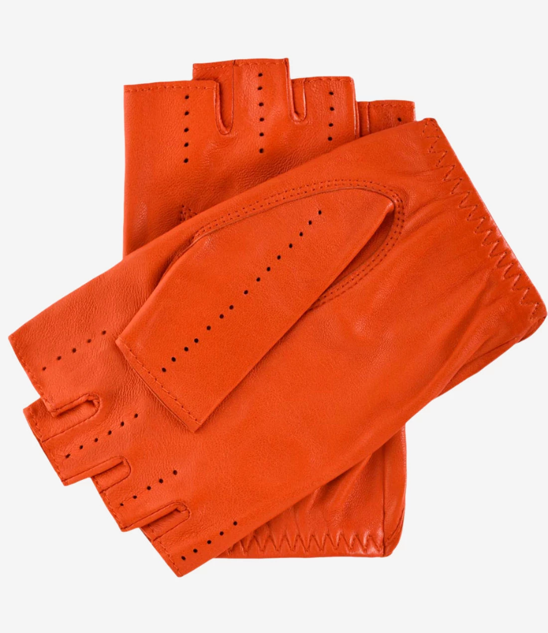 Rossana (orange) - Italian Fingerless Lambskin Leather Driving Gloves 2 Rossana (orange) - Italian Fingerless Lambskin Leather Driving Gloves - Image 2