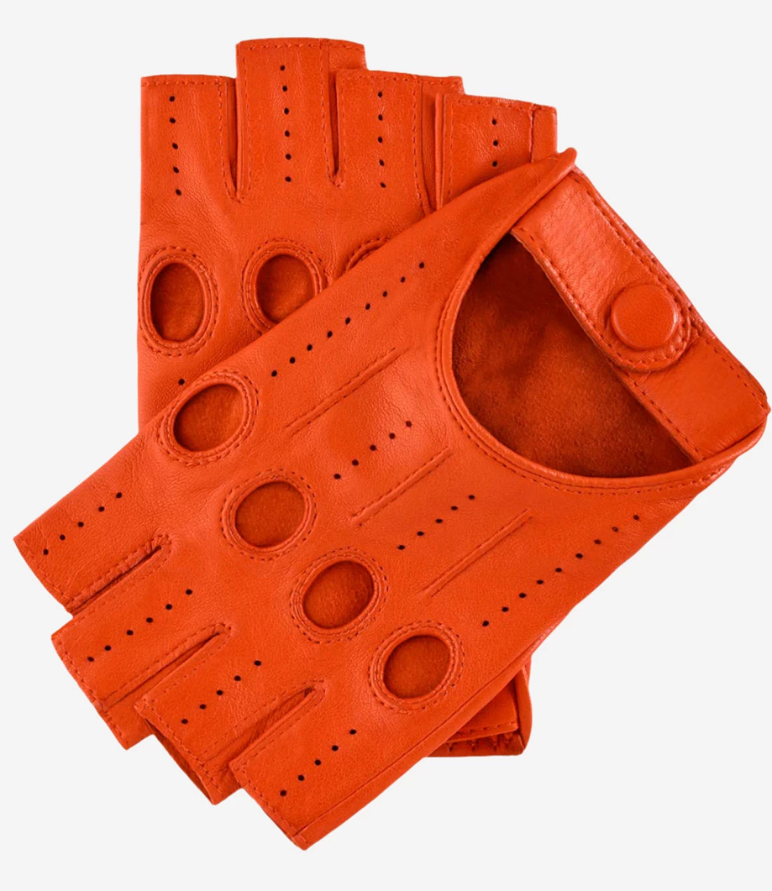 Rossana (orange) - Italian Fingerless Lambskin Leather Driving Gloves 1 Rossana (orange) - Italian Fingerless Lambskin Leather Driving Gloves