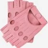 Rossana (pink) - Italian Fingerless Lambskin Leather Driving Gloves