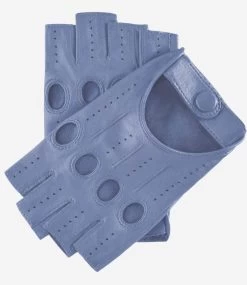 Rossana (sky) - Italian Fingerless Lambskin Leather Driving Gloves