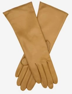 FC02W4 (camel) - Italian "4 Button Length" Cashmere Lined Leather Gloves