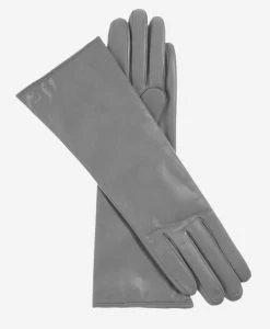 FC02W4 (grey) - Italian "4 Button Length" Cashmere Lined Leather Gloves