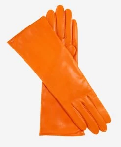 FC02W4 (tangerine) - Italian "4 Button Length" Cashmere Lined Leather Gloves