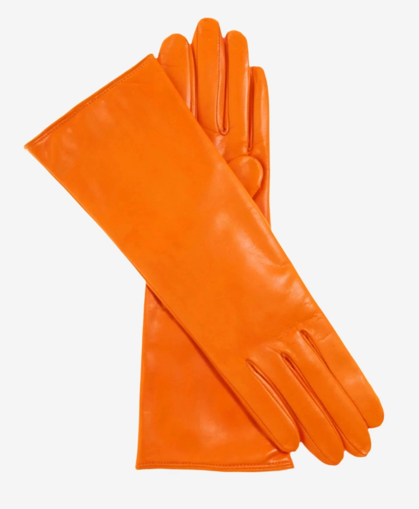 FC02W4 (tangerine) - Italian "4 Button Length" Cashmere Lined Leather Gloves 1 FC02W4 (tangerine) - Italian "4 Button Length" Cashmere Lined Leather Gloves